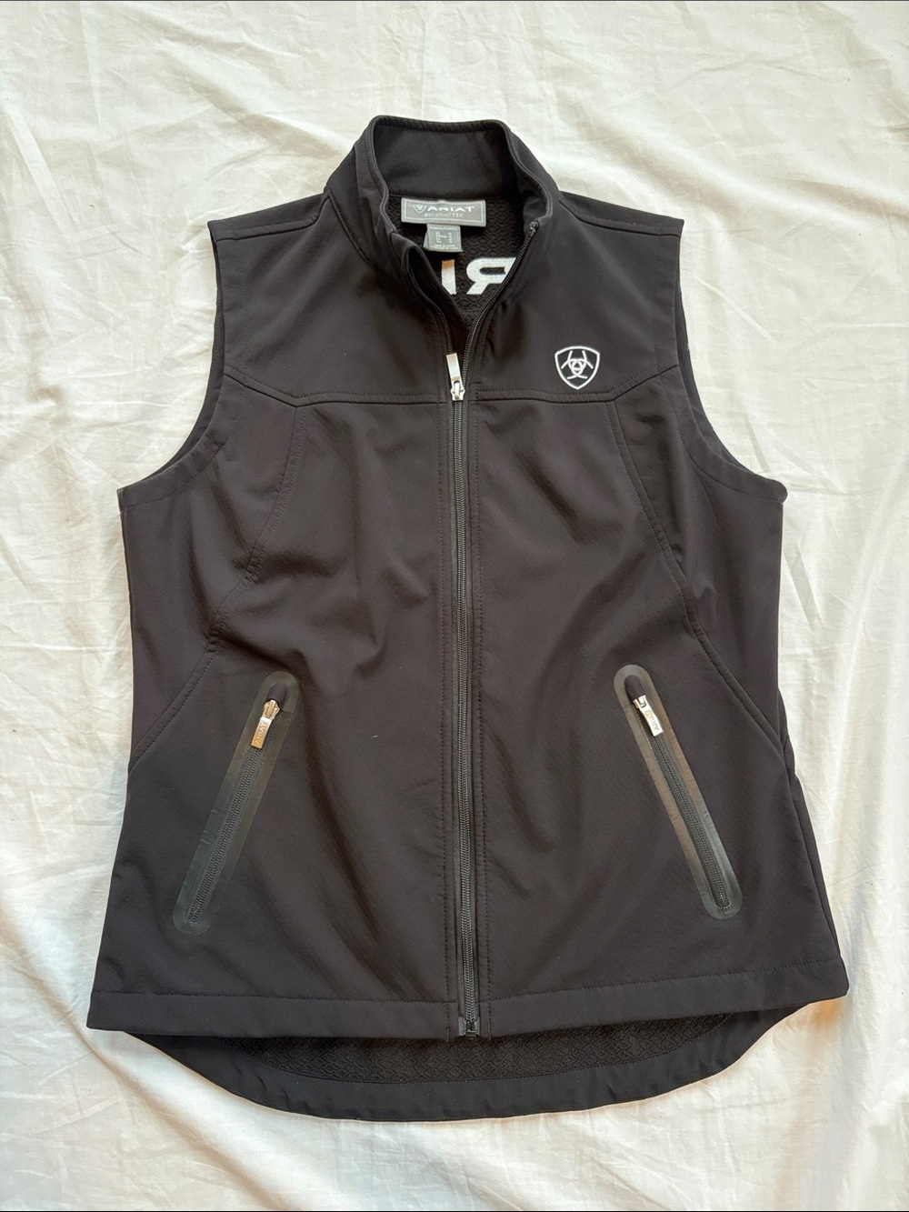 Ariat Tek Black Full Zip Softshell Vest with Shield Logo Womens Medium